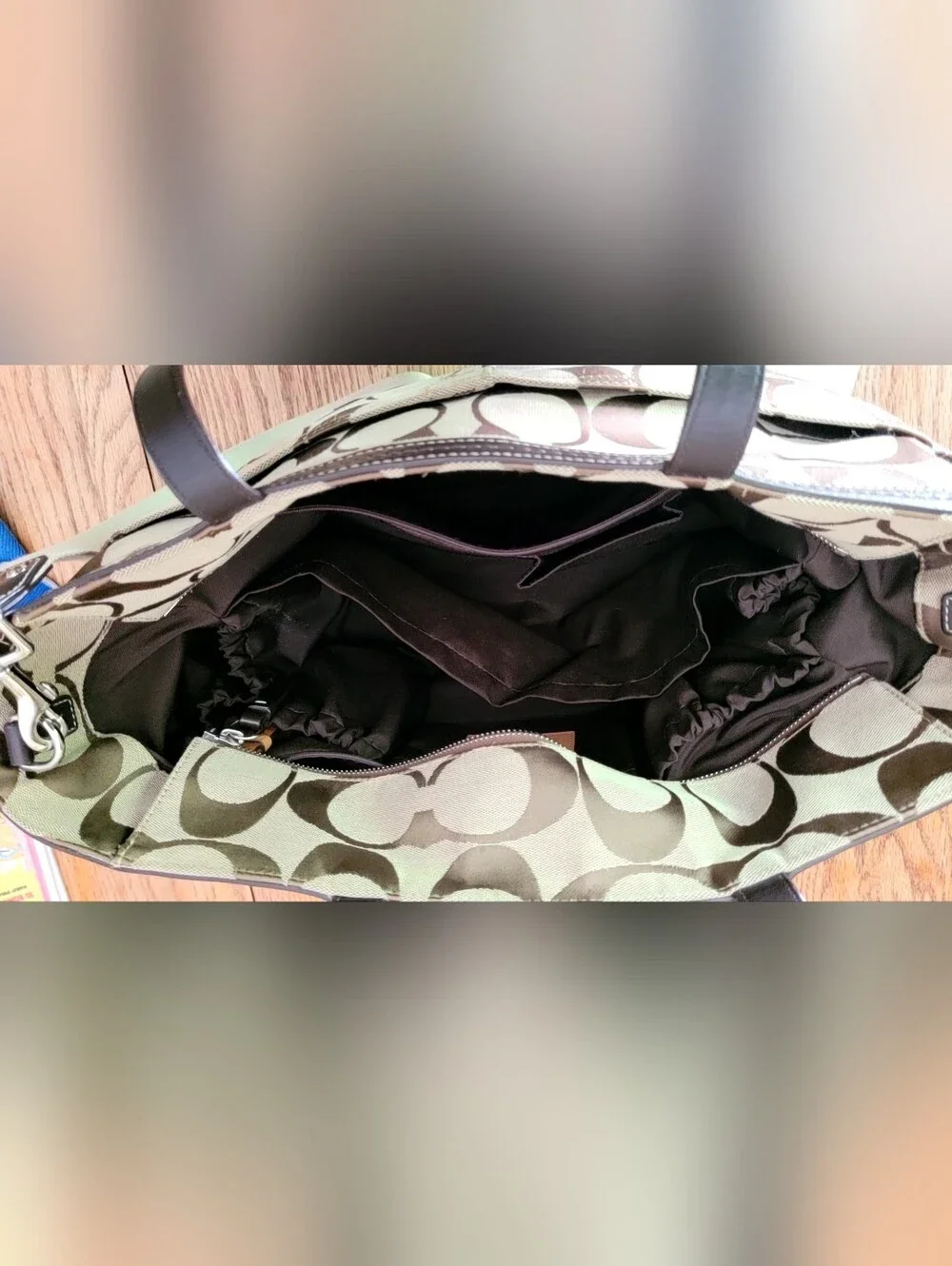 Coach Signature Diaper Or Tote Bag in Khaki and Dark Brown Y2K